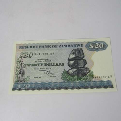 Zimbabwe 3rd issue uncirculated set - $2, $5, $10. $20 - Harare 1983