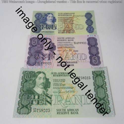 GPC de Kock 3rd issue banknote set - R2, R5 and R10 - uncirculated