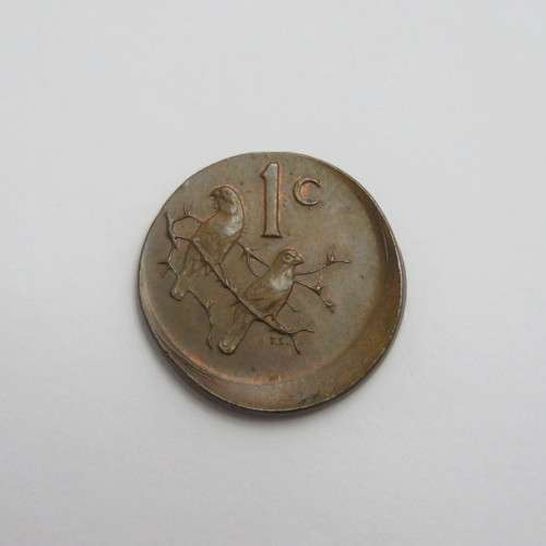 1966 South Africa Error coin - English cent - Misstruck