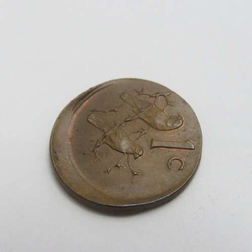 1966 South Africa Error coin - English cent - Misstruck