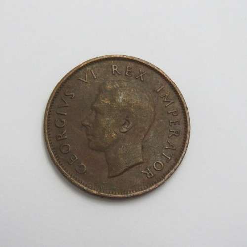 1942 South Africa half penny with major die flaw