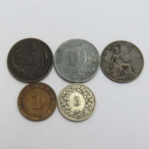 Lot of 5 old coins - Each one over 100 years old