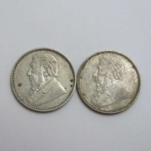 1896 and 1897 ZAR Kruger sixpence coins XF or better