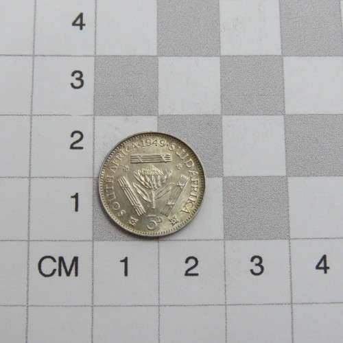 1949 South Africa three pence UNC