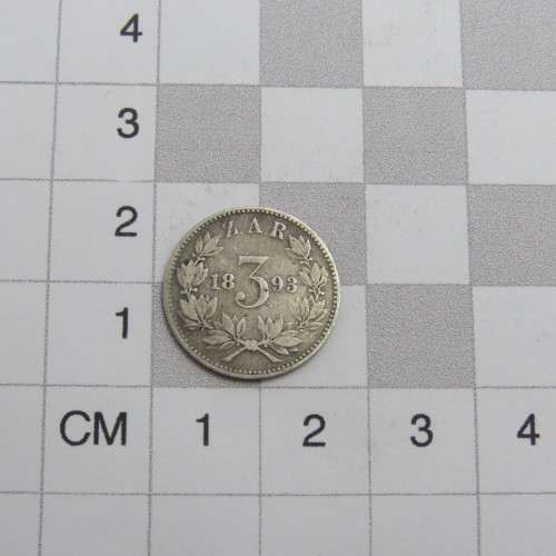 1893 ZAR Kruger three pence aVF