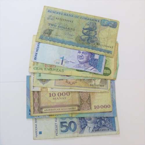 Lot of 10 old world banknotes