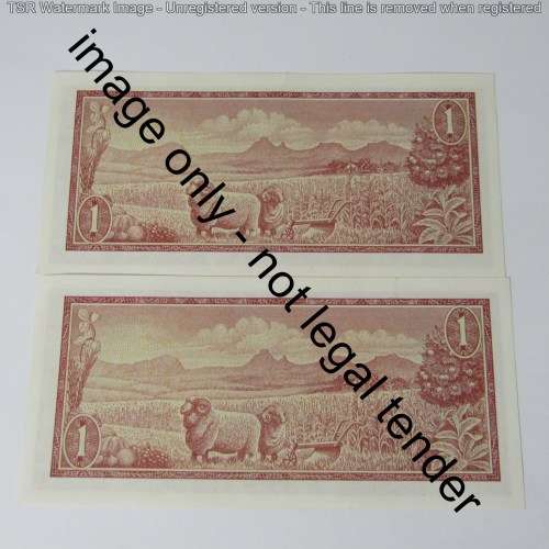 TW de Jongh 3rd issue Pair of uncirculated R1 notes with Consecutive numbers