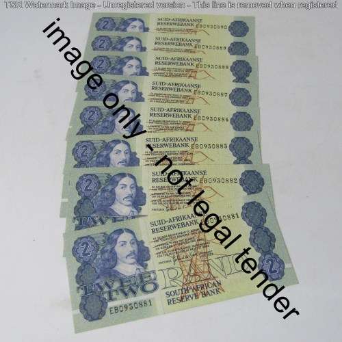 Gerhard de Kock Lot of 10 x R2 notes uncirculated with consecutive numbers