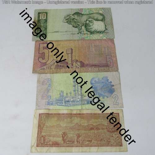 Old South Africa R1, R2, R5 and R10 banknotes