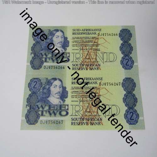 GPC de Kock 3rd issue - Lot of 9 uncirculated R2 banknotes with consecutive numbers