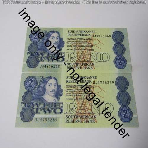 GPC de Kock 3rd issue - Lot of 9 uncirculated R2 banknotes with consecutive numbers