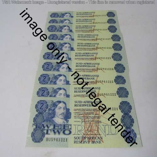 GPC de Kock 3rd issue - Lot of 10 uncirculated R2 banknotes with consecutive numbers
