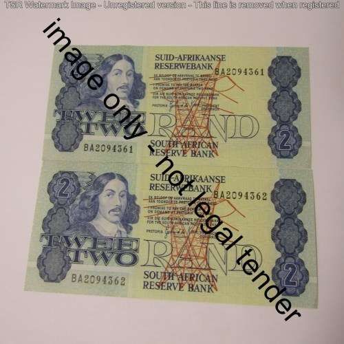 GPC de Kock 3rd issue - Lot of 10 uncirculated R2 banknotes with consecutive numbers