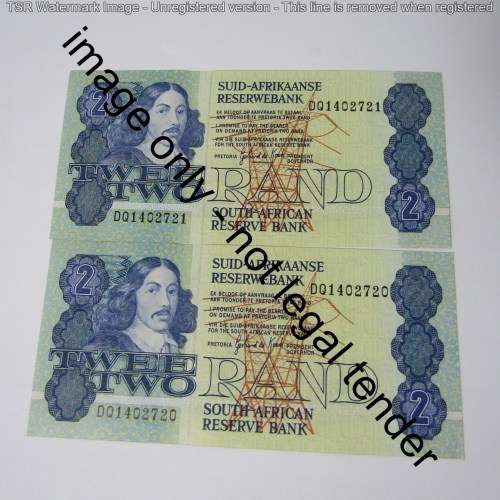 GPC de Kock 3rd issue - Lot of 7 uncirculated R2 banknotes with consecutive numbers
