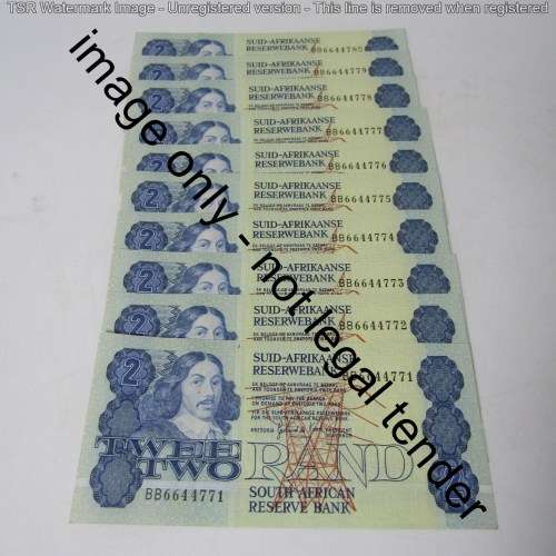 GPC de Kock 3rd issue - Lot of 10 uncirculated R2 banknotes with consecutive numbers