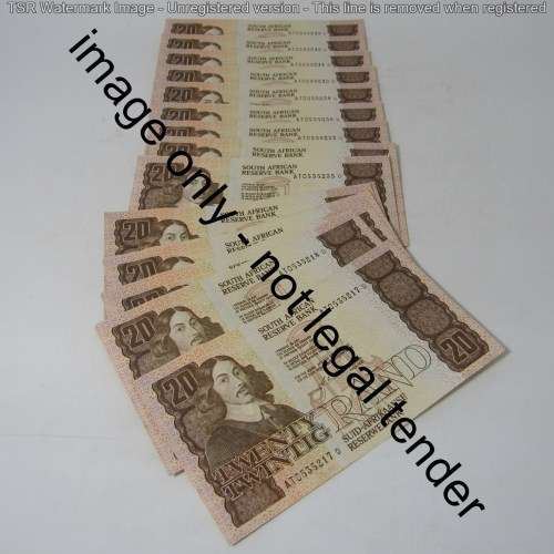 CL Stals - 1st issue Lot of 22 uncirculated R20 banknotes with consecutive numbers
