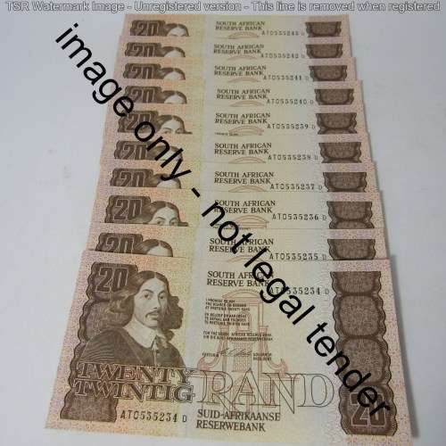CL Stals - 1st issue Lot of 22 uncirculated R20 banknotes with consecutive numbers