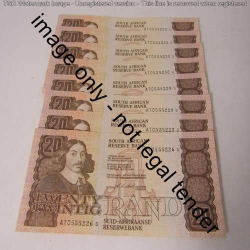 CL Stals - 1st issue Lot of 22 uncirculated R20 banknotes with consecutive numbers