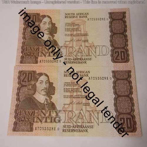 CL Stals - 1st issue Lot of 4 uncirculated R20 banknotes with consecutive numbers