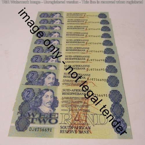 GPC de Kock 3rd issue - Lot of 10 uncirculated R2 banknotes with consecutive numbers