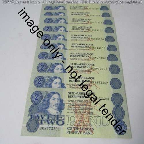 GPC de Kock 3rd issue - Lot of 10 uncirculated R2 banknotes with consecutive numbers