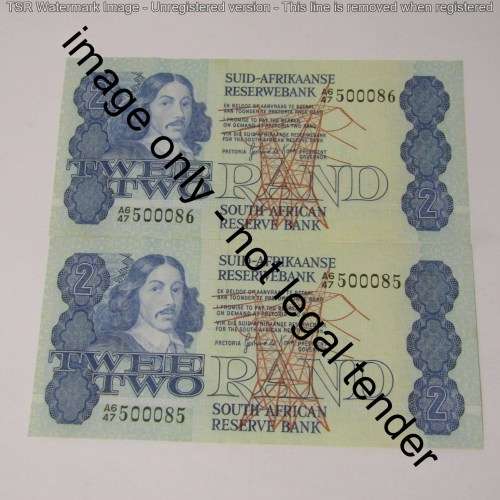 GPC de Kock 2nd issue - Lot of 7 uncirculated R2 banknotes with consecutive numbers