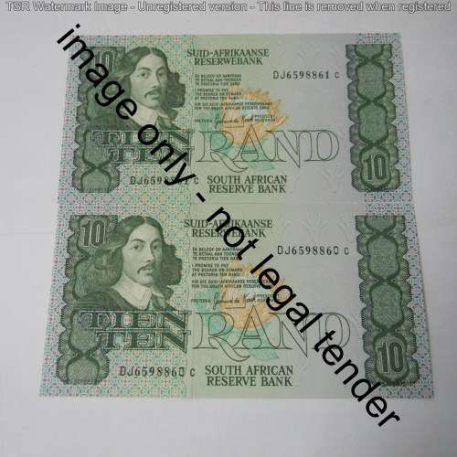 GPC de Kock 3rd issue - Lot of 10 uncirculated R10 banknotes with consecutive numbers