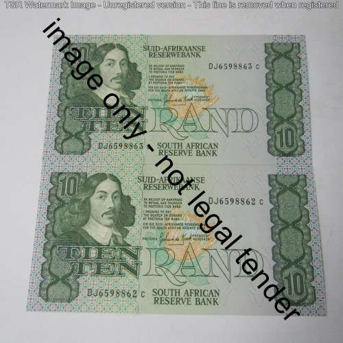 GPC de Kock 3rd issue - Lot of 10 uncirculated R10 banknotes with consecutive numbers