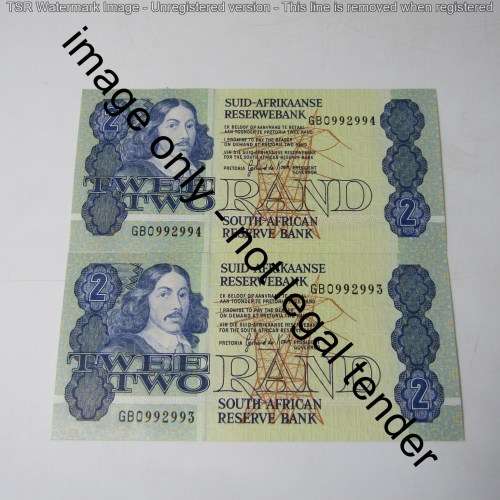 GPC de Kock Lot of 10 uncirculated R2 banknotes with consecutive numbers