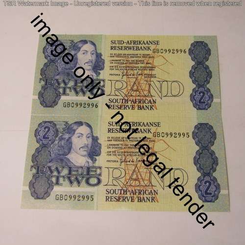 GPC de Kock Lot of 10 uncirculated R2 banknotes with consecutive numbers