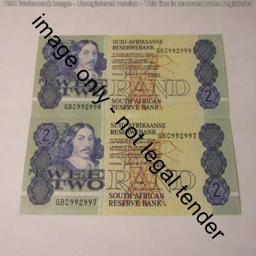 GPC de Kock Lot of 10 uncirculated R2 banknotes with consecutive numbers
