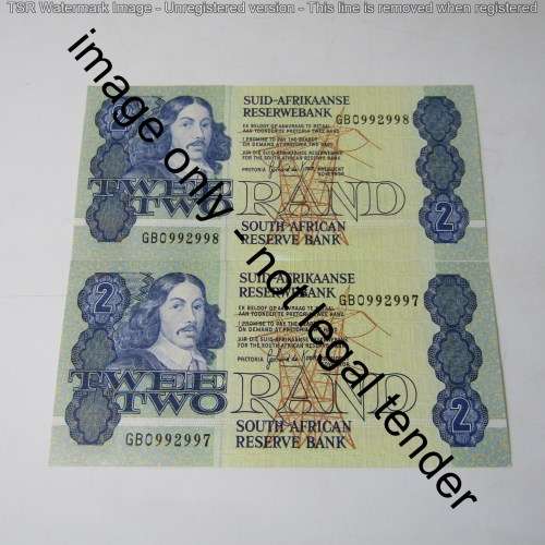 GPC de Kock Lot of 10 uncirculated R2 banknotes with consecutive numbers