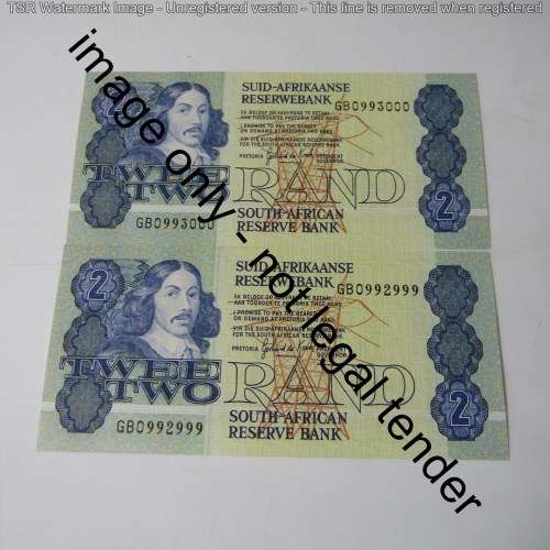GPC de Kock Lot of 10 uncirculated R2 banknotes with consecutive numbers