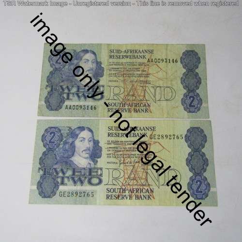 Lot of 7 different old South Africa banknotes - R1, R2, R5 and R10