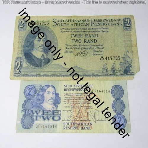 Lot of 4 different old South Africa R2 banknotes - Rissik, De Jongh, De Klerk and Stals