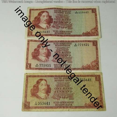 TW de Jongh small and large R1 banknotes plus extra 236 replacement note