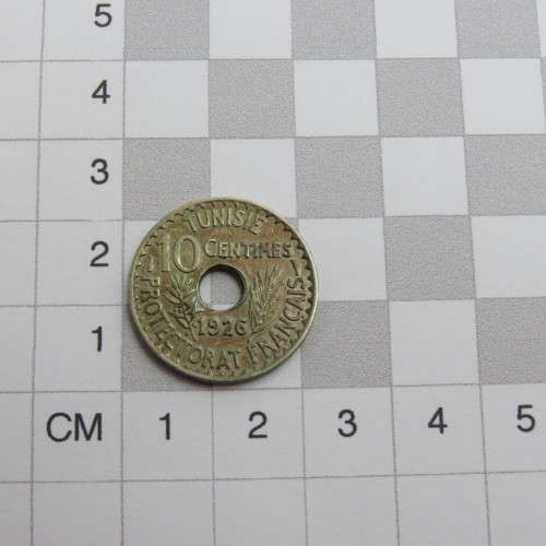 1926 Tunisia Ten Centimes VF+