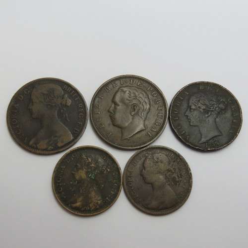 Lot of 5 antique copper coins - All over 100 years