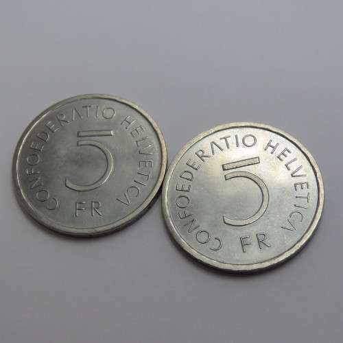 1976 Pair of Switzerland Five Franc coins - Proof like - Battle of Murten