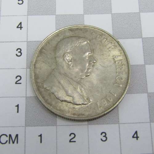 1967 South Africa Silver R1 pregnant springbok - SCARCE - 1966 is not the only year of issue