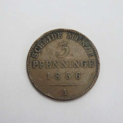 1856 Prussia Sheide Munze 3 Pfenninge