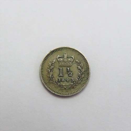 1843 Great Britain One and half penny - Cracked die