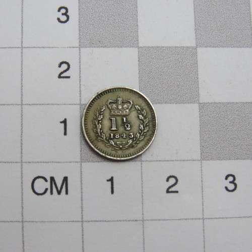 1843 Great Britain One and half penny - Cracked die