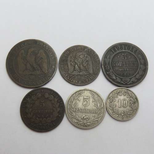 Lot of 6 International coins - Every one over 100 years old