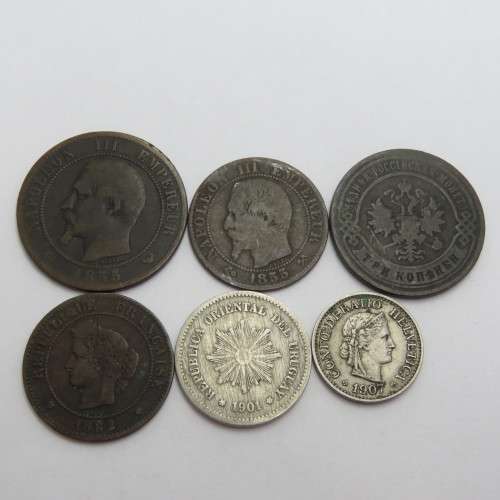 Lot of 6 International coins - Every one over 100 years old