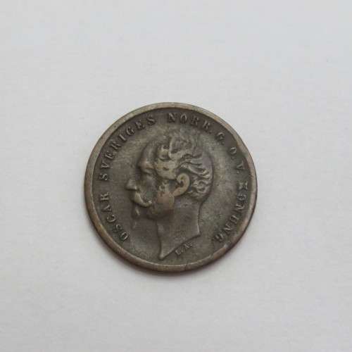 1858 Sweden Ore Bronze coin - Excellent condition