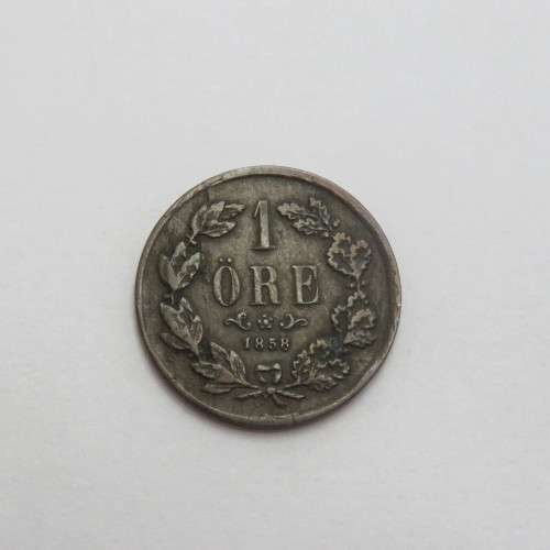 1858 Sweden Ore Bronze coin - Excellent condition