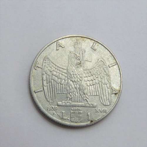 1939 Italy One Lira with cracked die flow through the date