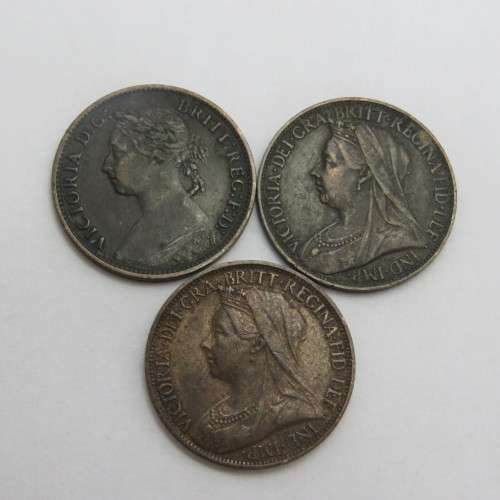Lot of 3 Great Britain farthings - Each one over 100 years old