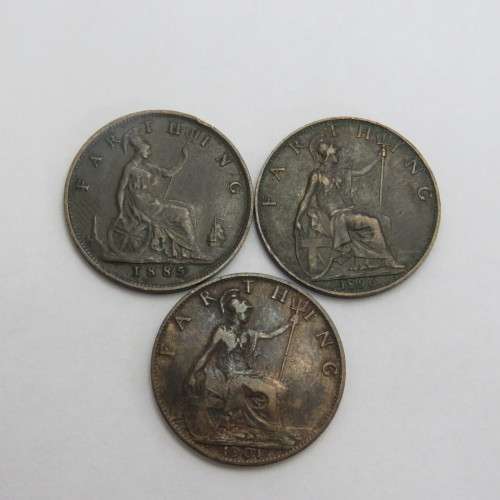 Lot of 3 Great Britain farthings - Each one over 100 years old